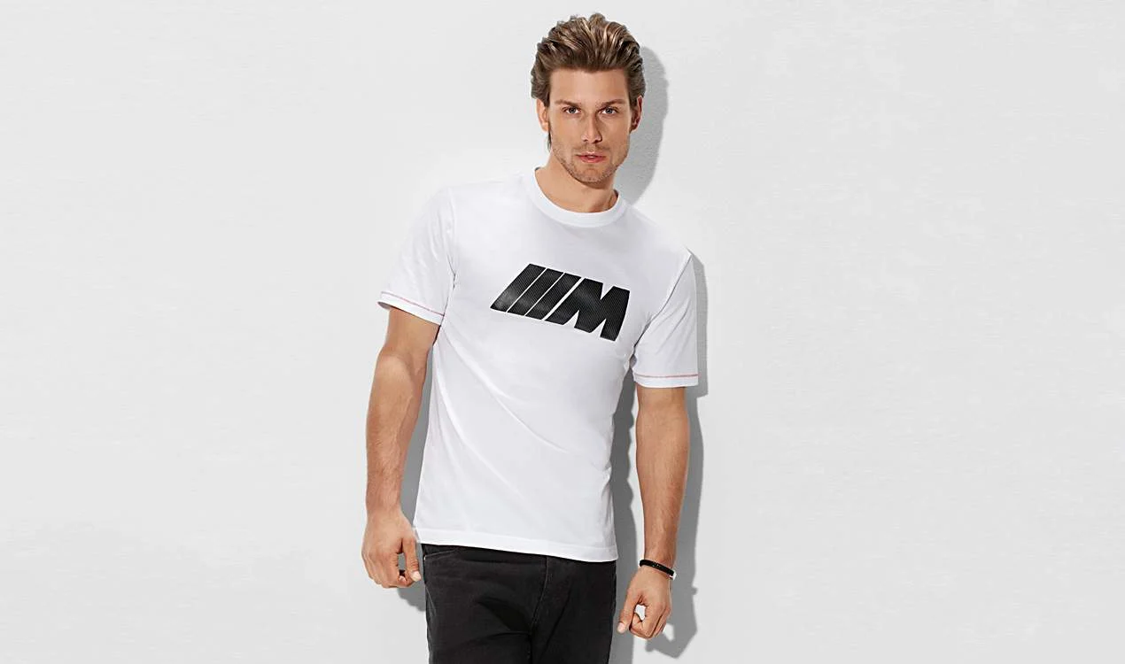 M Herren T-Shirt mit Carbon weiß