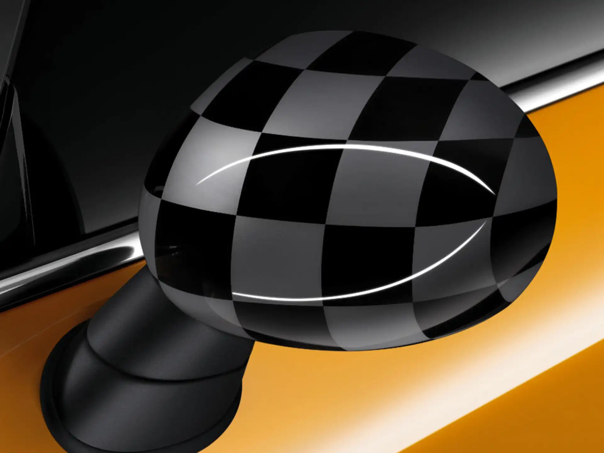 MINI Abdeckung Spiegel Checkered Flag schwarz grau