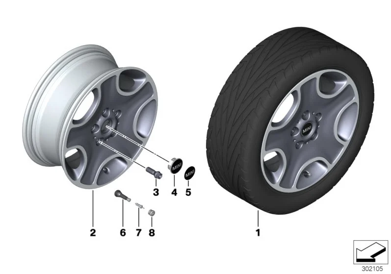 MINI Alufelge 5-Hole Black Star 138 schwarz/glanzgedreht 7Jx17 ET50 R60/R61