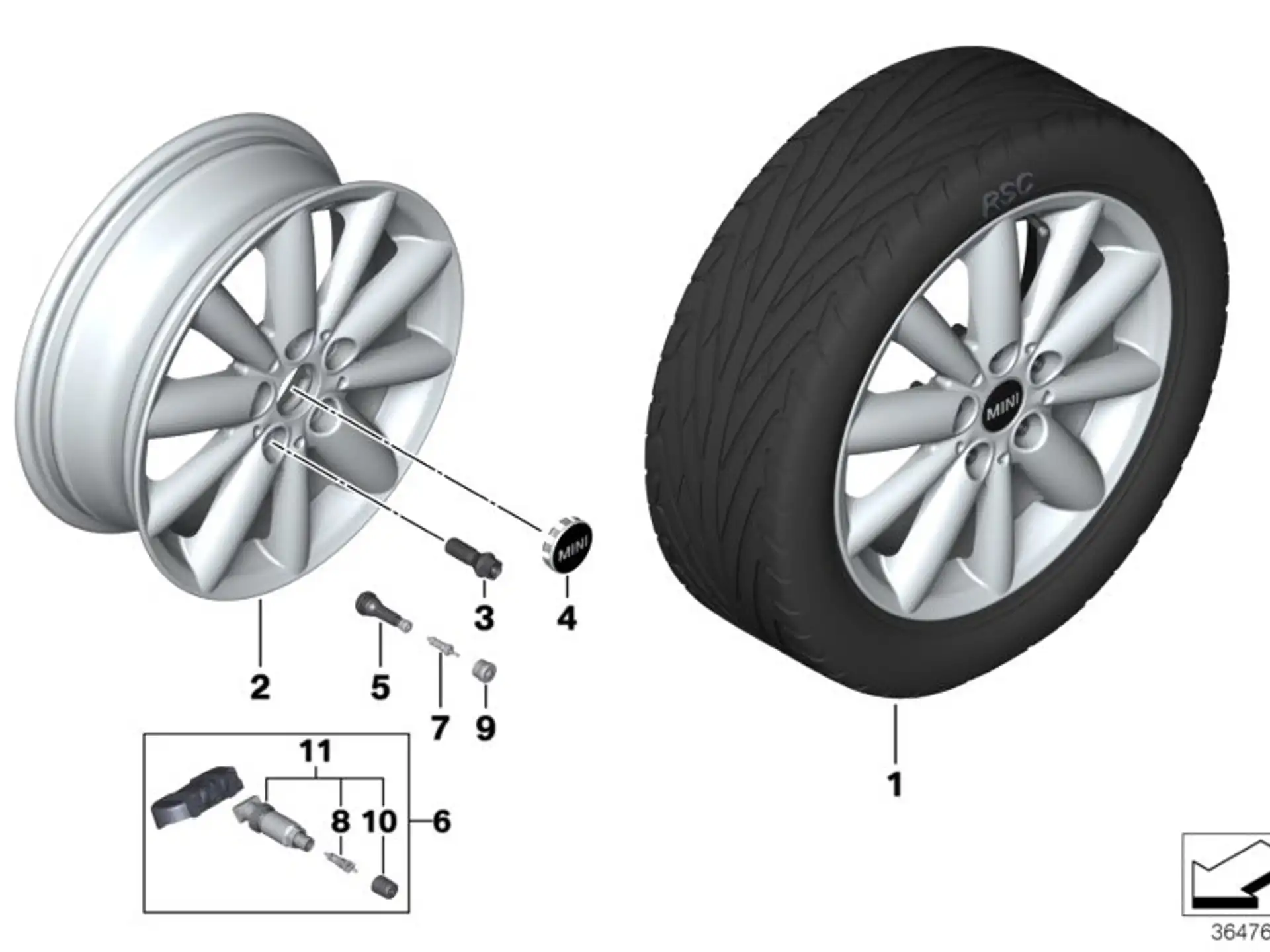 MINI Alufelge Radial Spoke 508 5,5J x 16 ET 46 Silber Vorderachse / Hinterachse MINI F55, F56