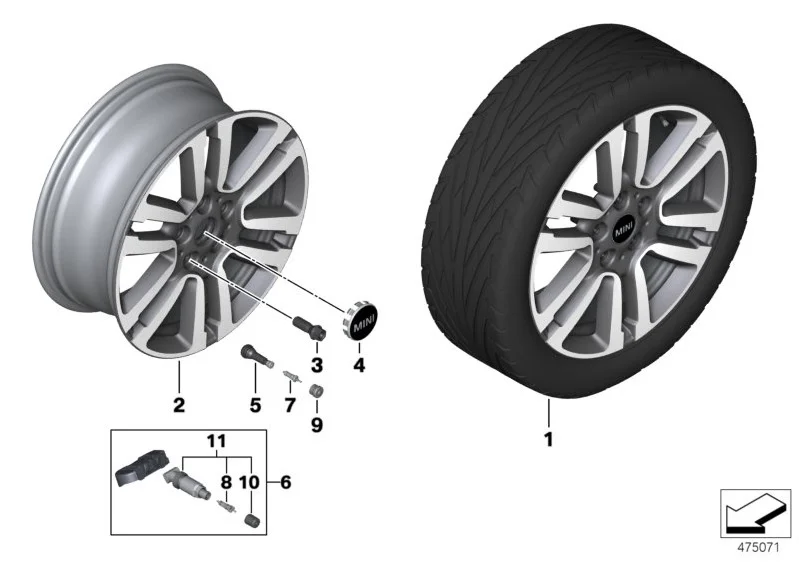 MINI Alufelge Seven Spoke 497 spectre grey 7J x 17 ET 54 Vorderachse / Hinterachse