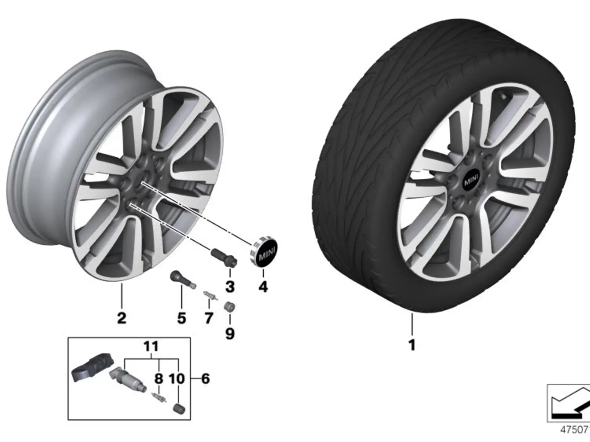 MINI Alufelge Seven Spoke 497 spectre grey 7J x 17 ET 54 Vorderachse / Hinterachse
