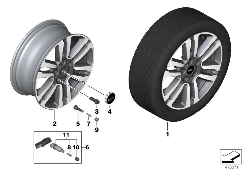 MINI Alufelge Seven Spoke 497 spectre grey 7J x 17 ET 54 Vorderac