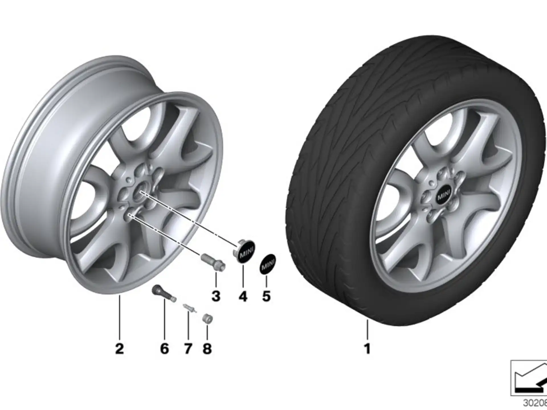 MINI Alufelge Y-Spoke anthrazit hell 139 silber/glanzgedreht 7,5Jx19 ET52 R60/R61