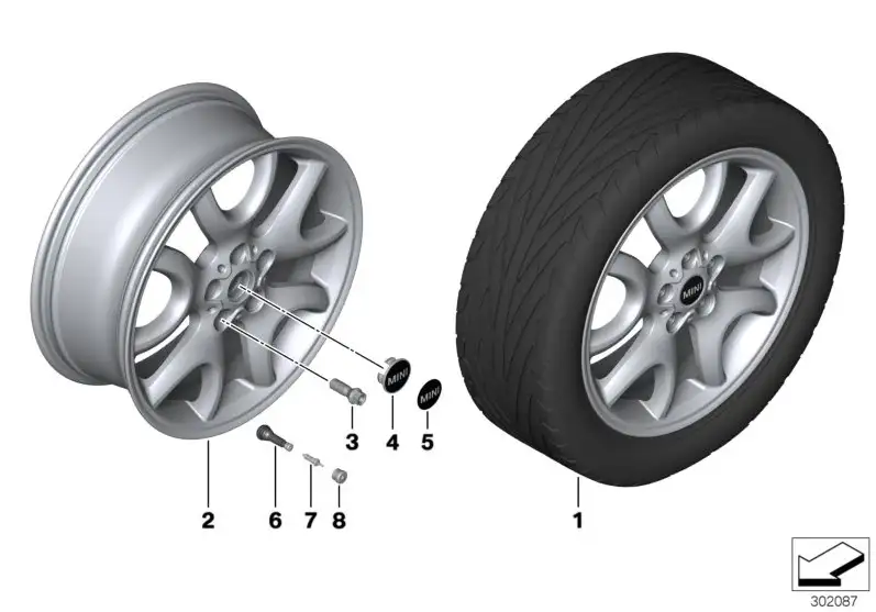 MINI Alufelge Y-Spoke anthrazit hell 139 silber/glanzgedreht 7,5J