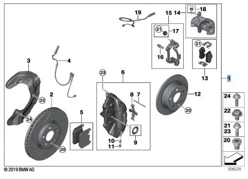 MINI JCW Nachrüstsatz 17" Sportbremse F55 F56 F57, Bildposition 1
