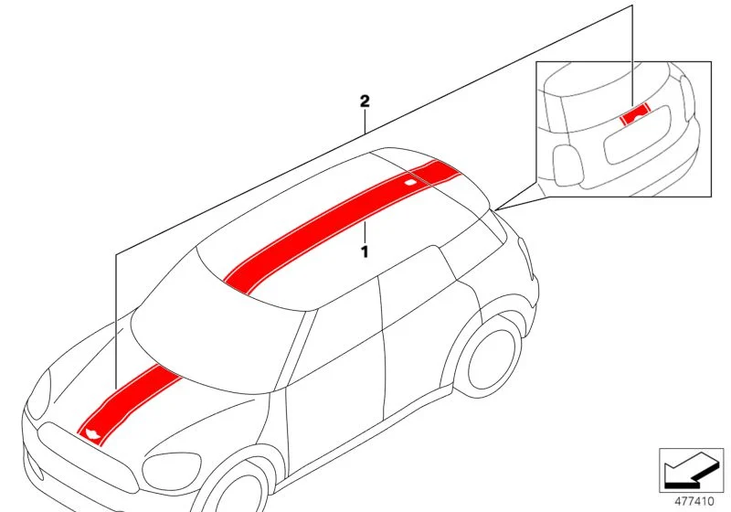 Satz Sportstripes Roofkit weiss F60, F60N, Bildposition 1