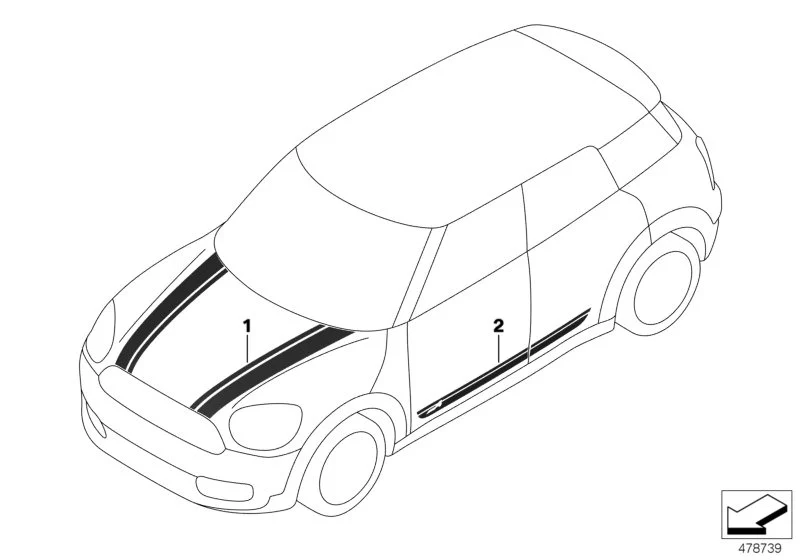 MINI Zierstreifen rechts F54, F54N 
